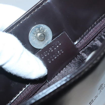 Gucci GUCCI Shoulder Bag Patent leather Brown Silver 001 3166 Authentic ep8849
