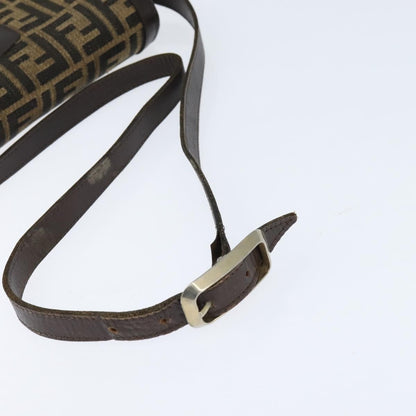 Fendi FENDI Zucca Canvas Shoulder Bag Black Brown Authentic 150285