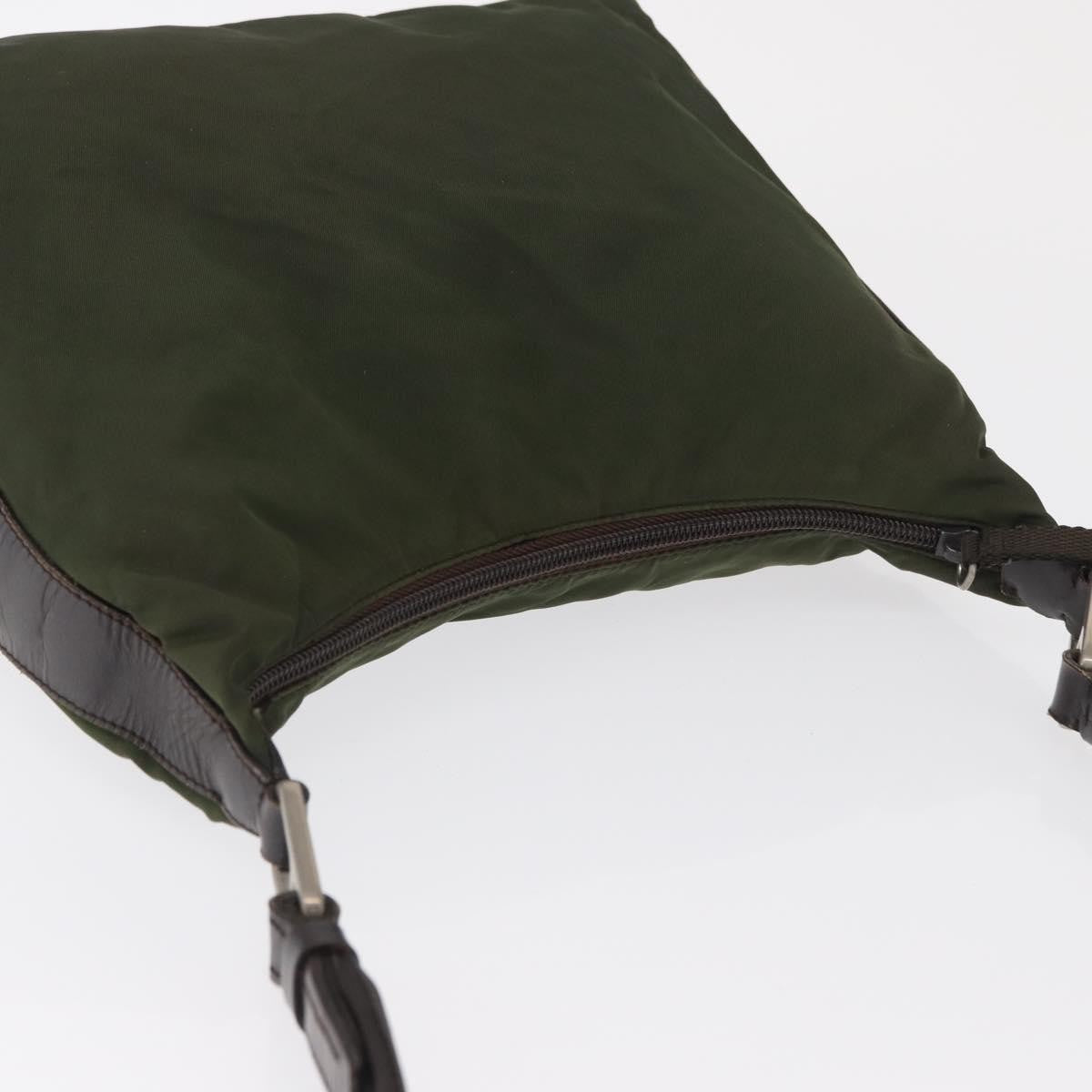 Prada PRADA Shoulder Bag Nylon Khaki Silver Authentic 165486
