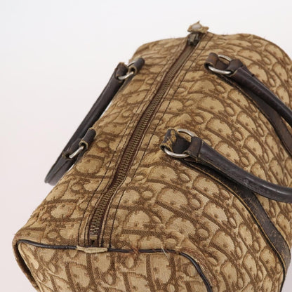 Dior Christian Dior Trotter Canvas Boston Bag Brown Gold Authentic 141365