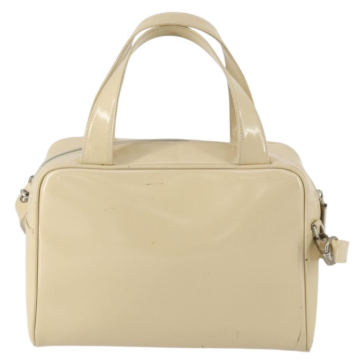 Gucci GUCCI Hand Bag Patent leather 2way Beige Silver 000 1274 0505 Authentic 155235