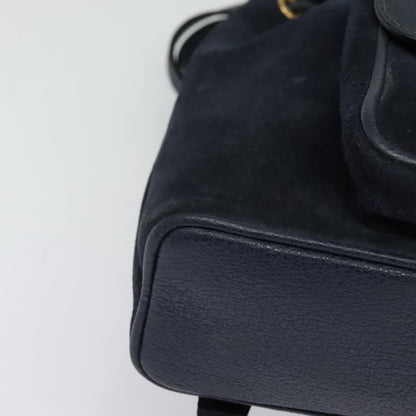 Gucci GUCCI Bamboo Backpack Suede Navy Gold 003 2034 0030 Authentic ep10733 Bag