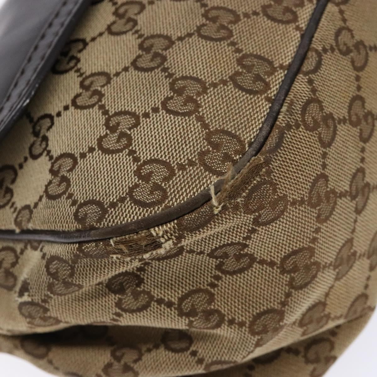 Gucci GUCCI GG Canvas Shoulder Bag Beige Silver Brown 308452 Authentic bs28633