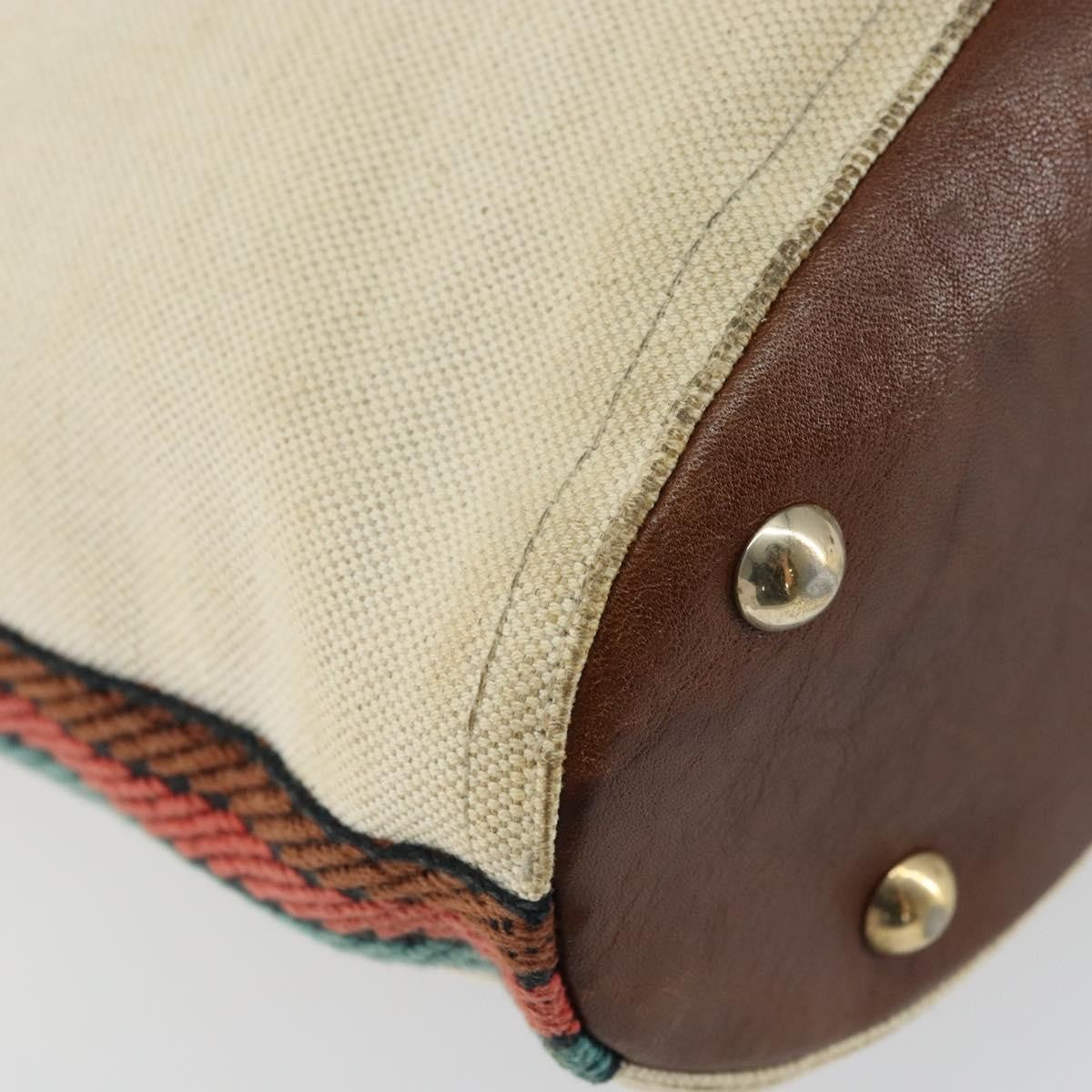 Gucci GUCCI Bamboo Shoulder Bag Canvas Beige Gold 141936 Authentic 156435