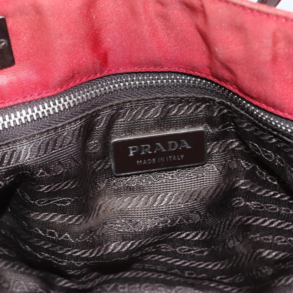 Prada PRADA Hand Bag Nylon Red Silver Authentic 170383