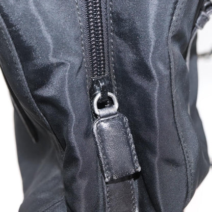 Prada PRADA Chain Shoulder Bag Nylon Black Silver Authentic 153059