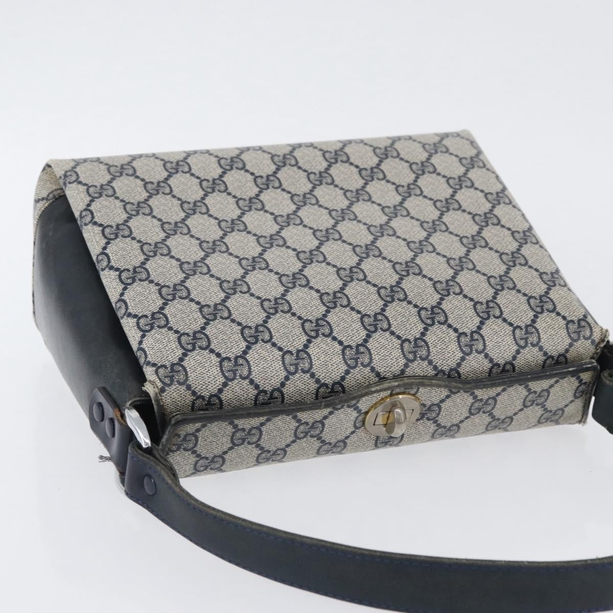 Gucci GUCCI GG Supreme Shoulder Bag PVC Navy Silver Authentic BAZ550