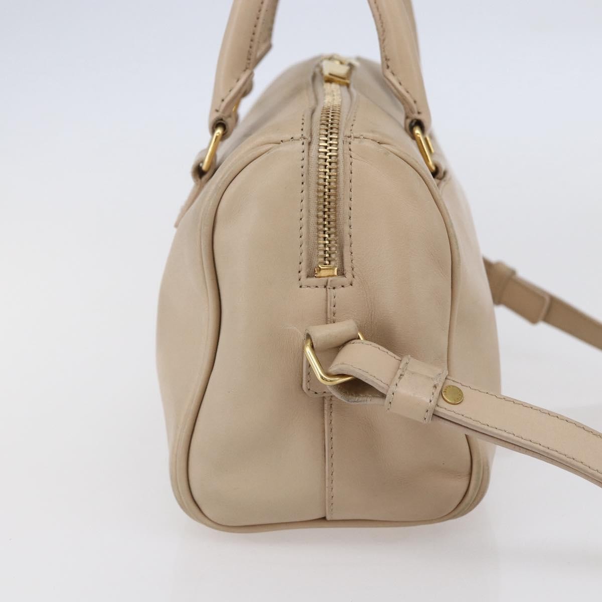 Saint Laurent SAINT LAURENT Mini Boston Bag Leather 2way Beige Gold Authentic bs30083