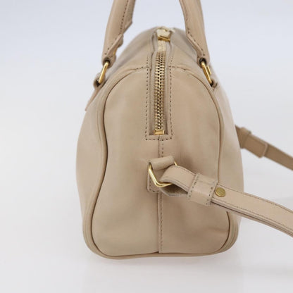 Saint Laurent SAINT LAURENT Mini Boston Bag Leather 2way Beige Gold Authentic bs30083