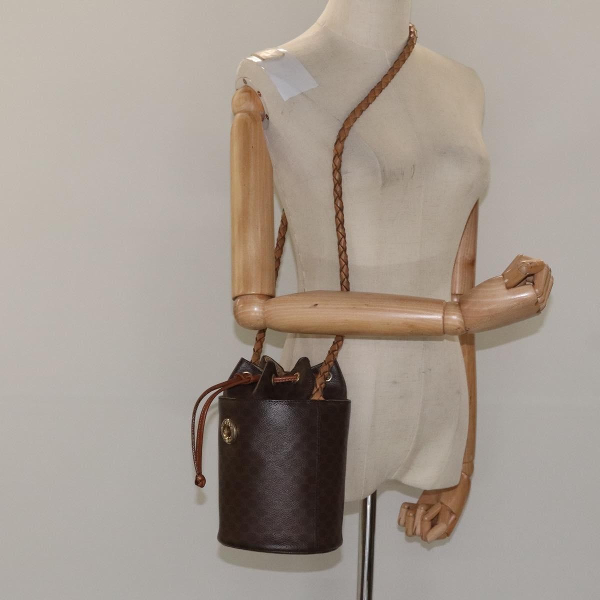 Celine CELINE Macadam Canvas Shoulder Bag PVC Leather Brown Authentic 113406