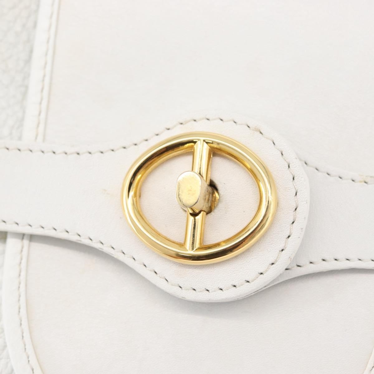 Dior Christian Dior Shoulder Bag Leather White Gold Authentic 176489