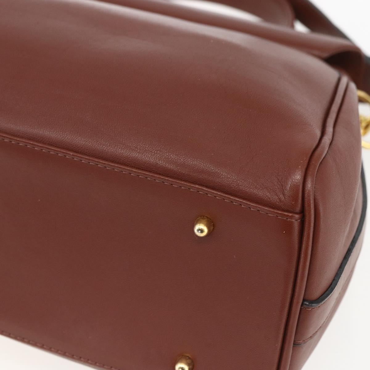 Valentino VALENTINO Hand Bag Leather 2way Brown Gold Authentic hk3311