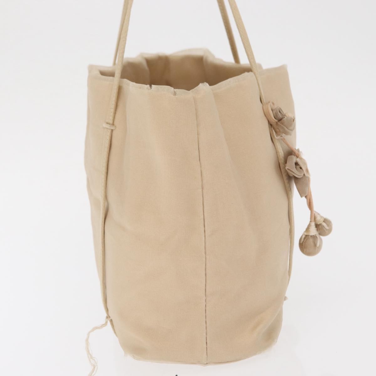 Prada PRADA Hand Bag Satin Beige Authentic 166753