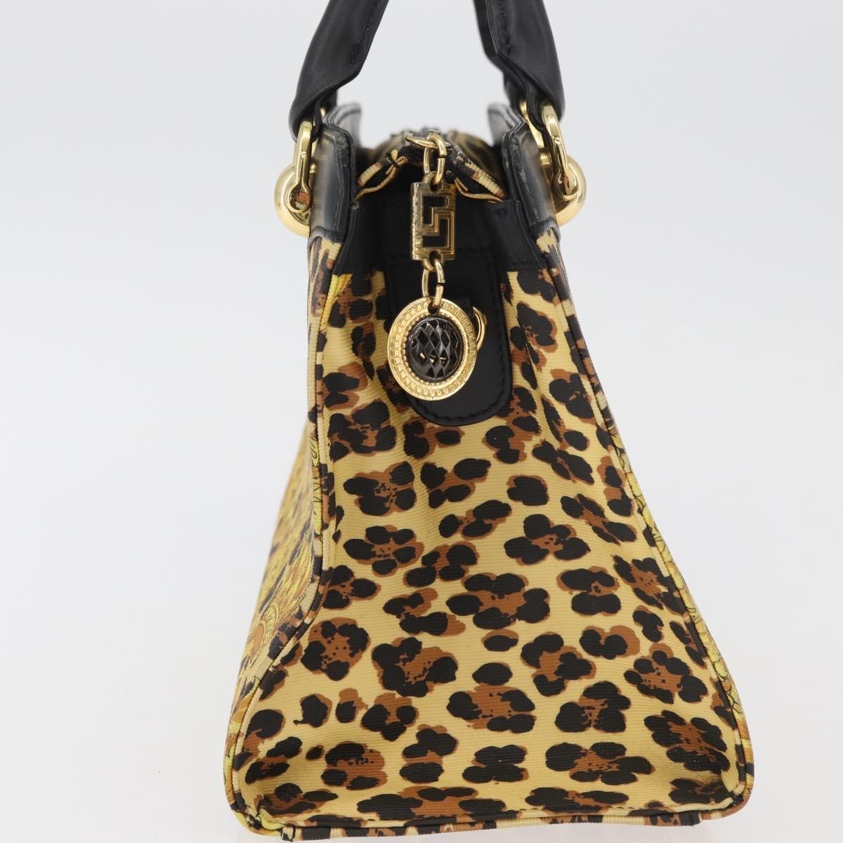Versace VERSACE Hand Bag PVC Leather Yellow Gold Authentic 177929