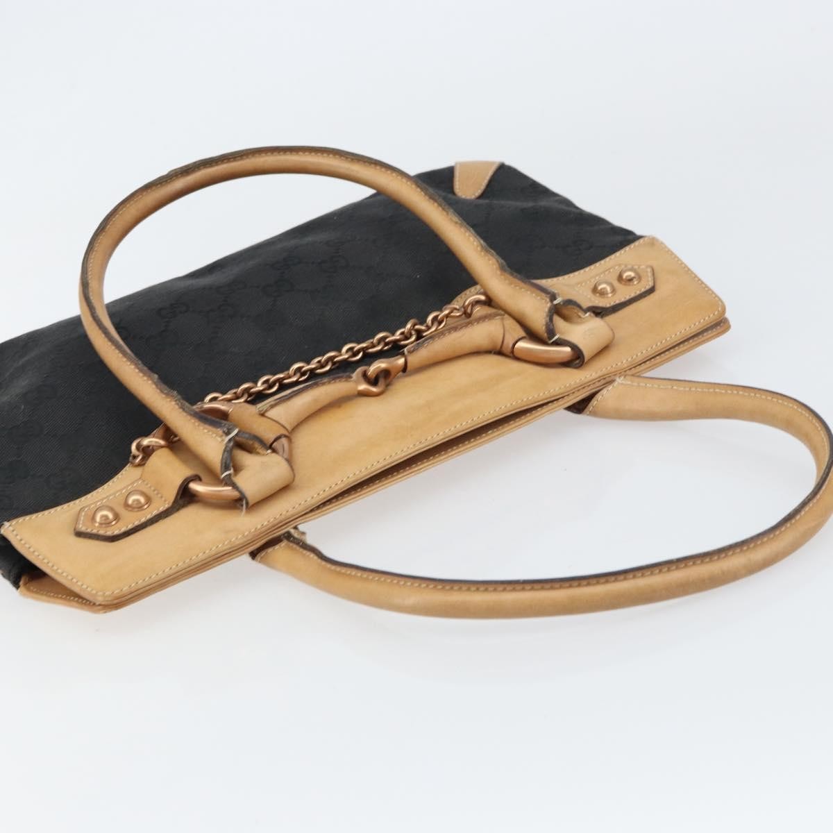 Gucci GUCCI GG Canvas Tote Bag Black Gold 114913 Authentic gh1523