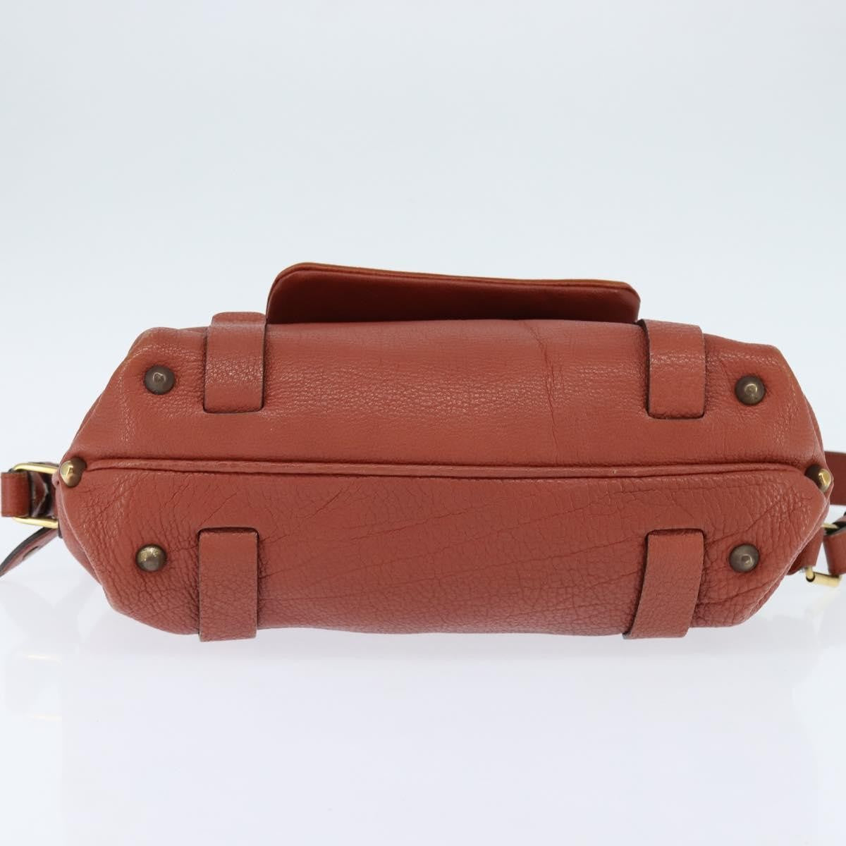 Chloé Chloé Chloe Hand Bag Leather 2way Orange Gold Authentic BA7366