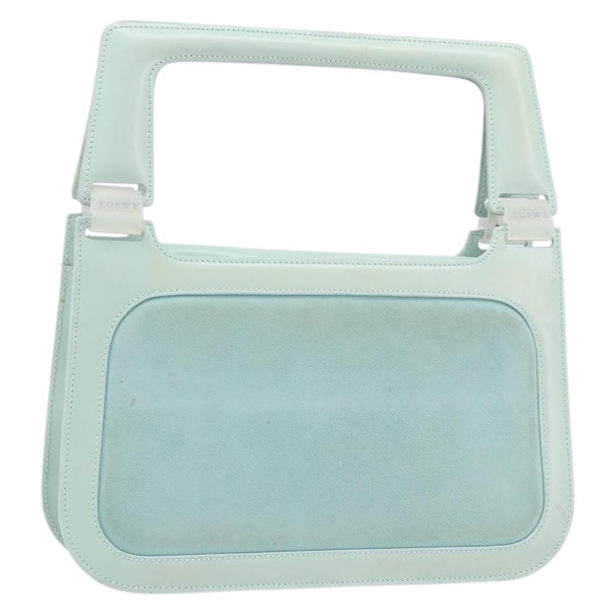 Loewe LOEWE Hand Bag Suede Baby Blue Gold Authentic YKZ454