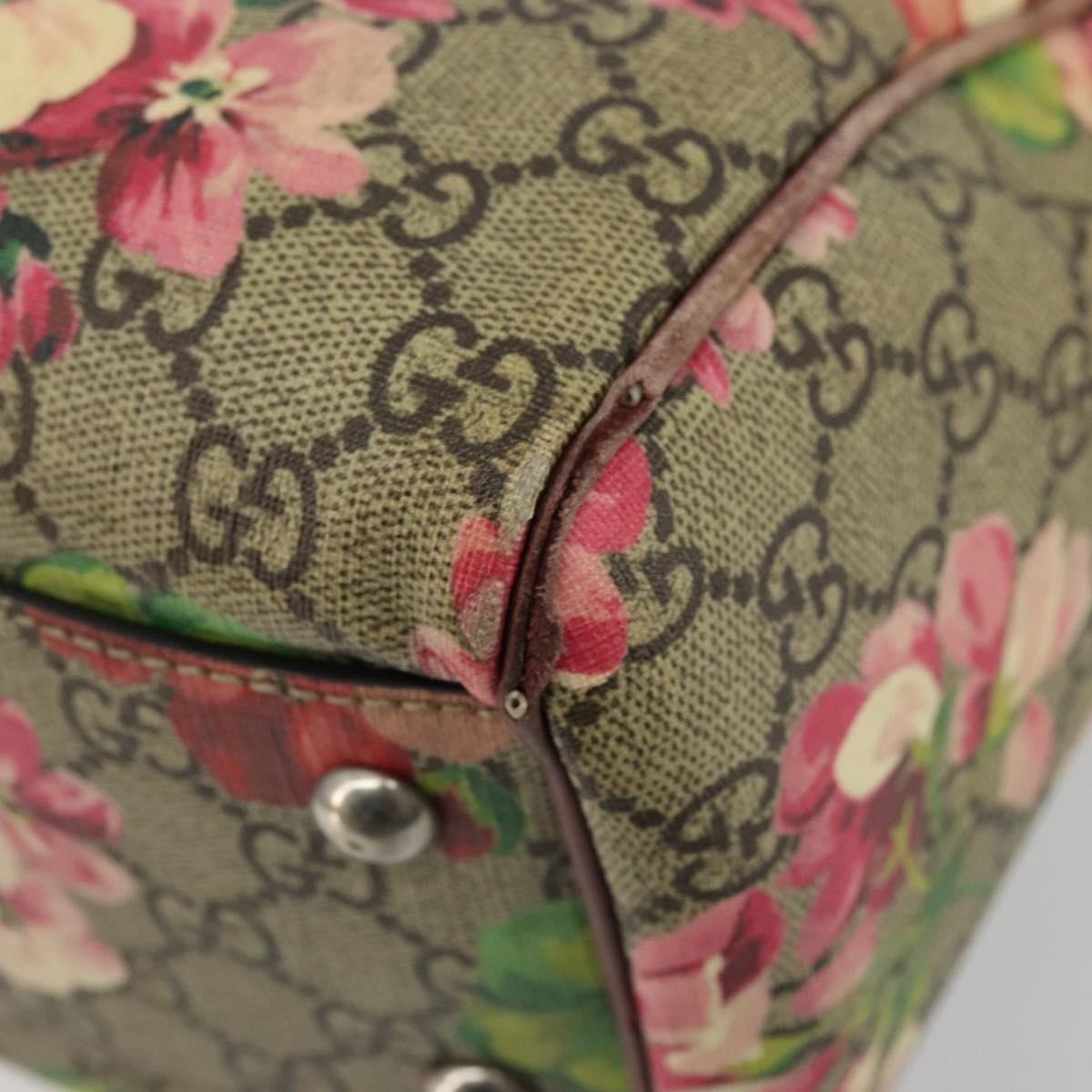 Gucci GUCCI GG Supreme Boston Bag PVC Beige Silver 409529 Authentic ep14278