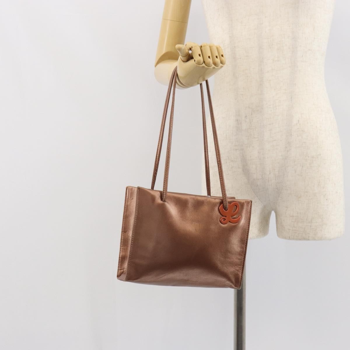 Loewe LOEWE Shoulder Bag Leather Brown Gold Authentic 162859