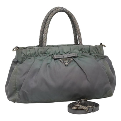 Prada PRADA Hand Bag Nylon 2way Gray Authentic 110159