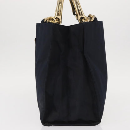 Prada PRADA Hand Bag Nylon Navy Gold Authentic 156119