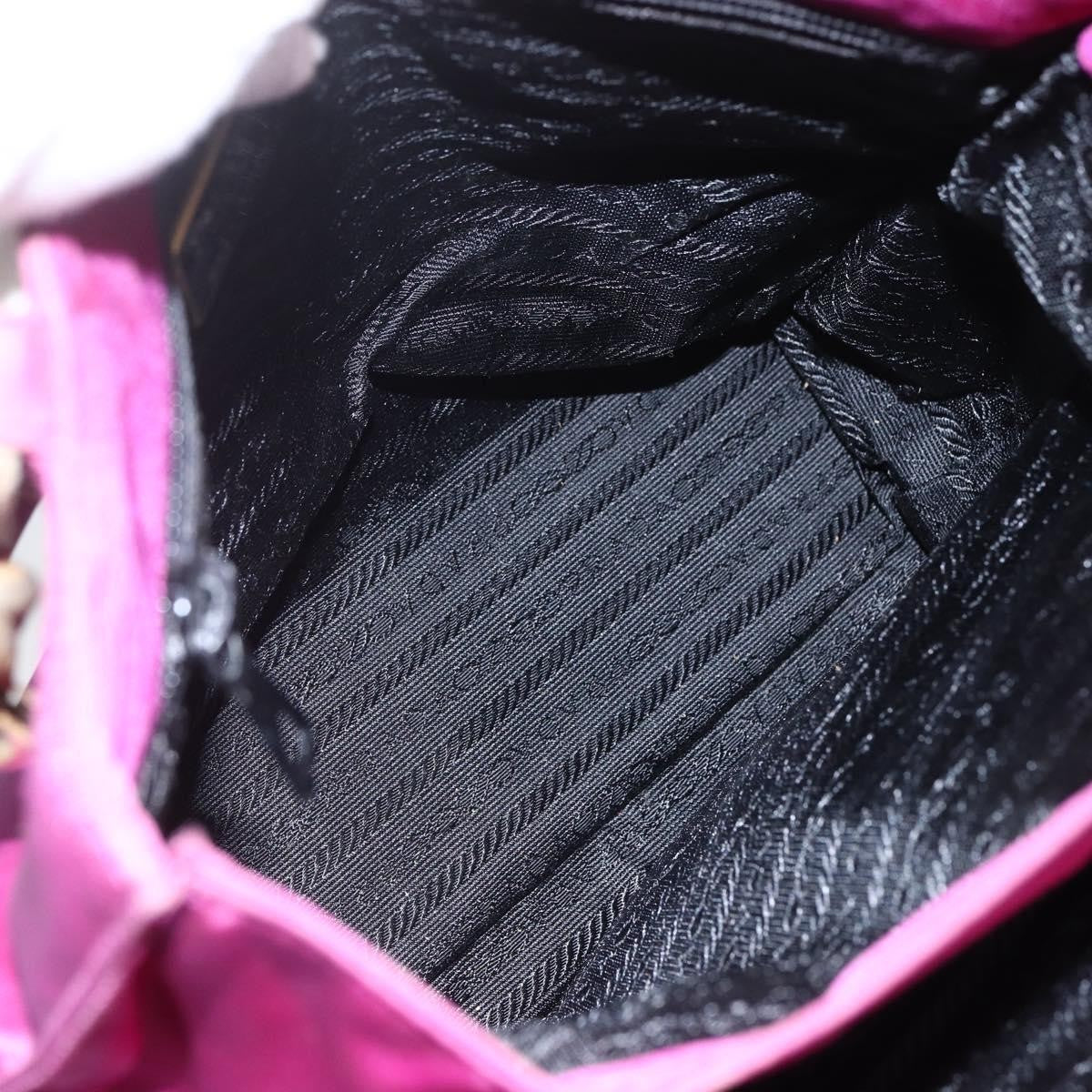 Prada PRADA Hand Bag Nylon Metal Purple Gold Authentic 155416