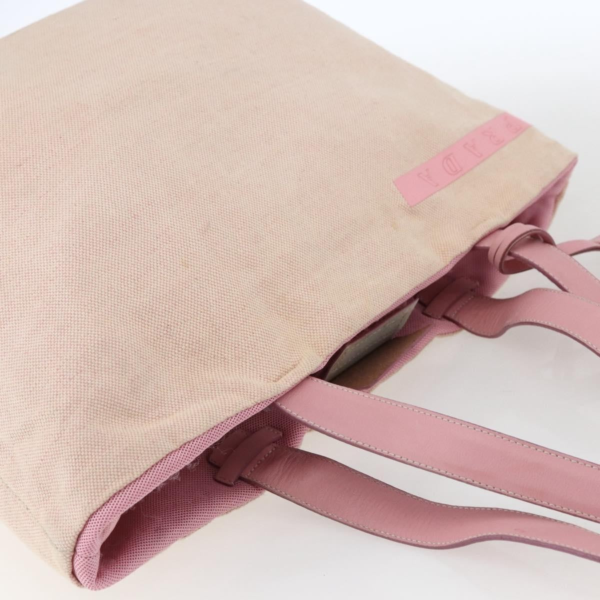Prada PRADA Tote Bag Canvas Pink Silver Authentic bs33108