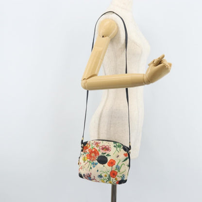 Gucci GUCCI Flora Shoulder Bag Canvas Leather White Gold 007 115 1093 Authentic ep13906