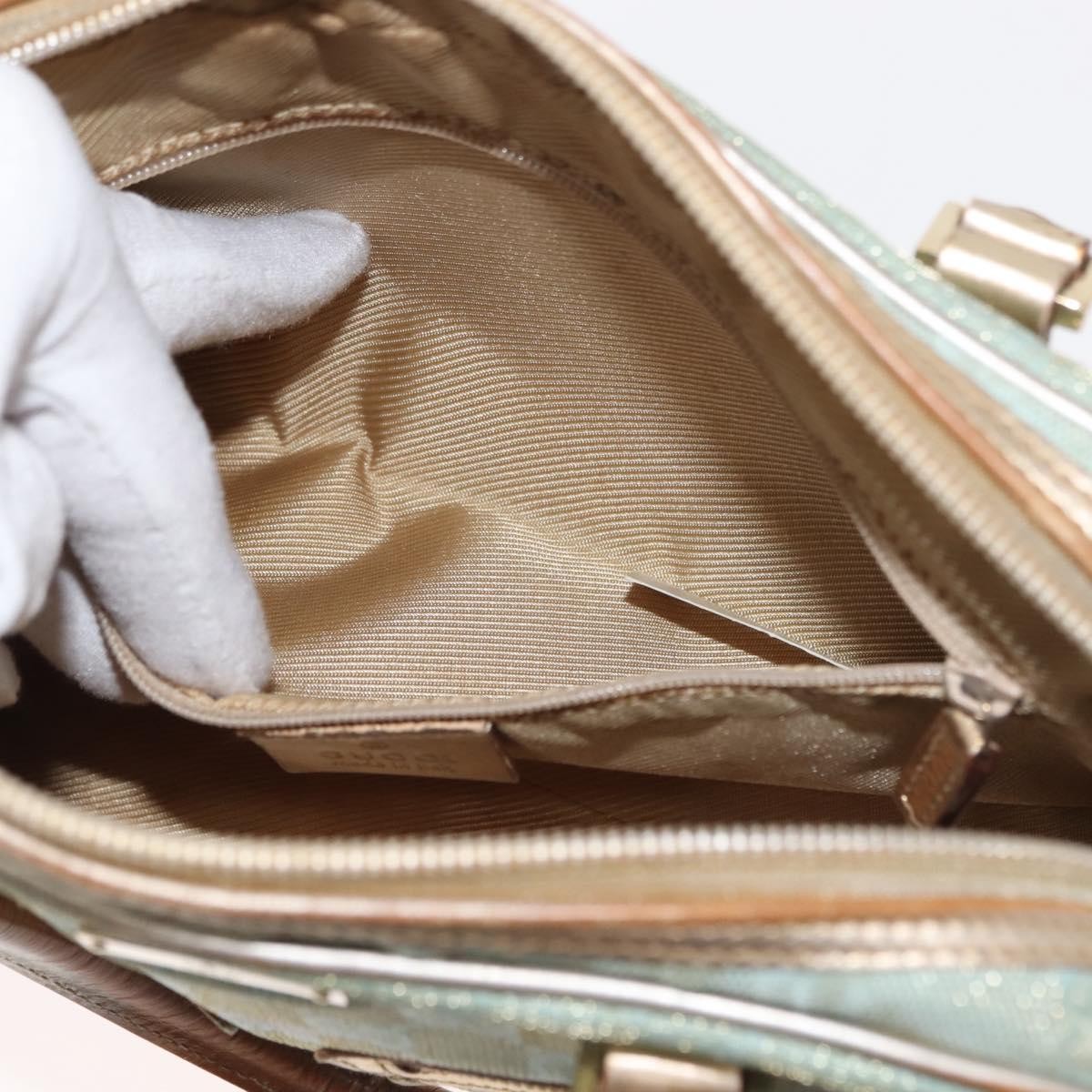 Gucci GUCCI GG Canvas Hand Bag Peppermint Gold 000 0852 Authentic 146975