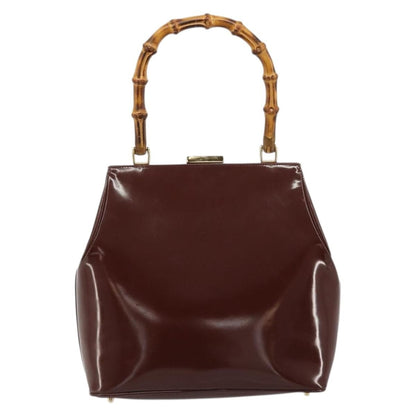 Gucci GUCCI Bamboo Hand Bag Patent leather Brown Gold 000 781 0295 Authentic 175307