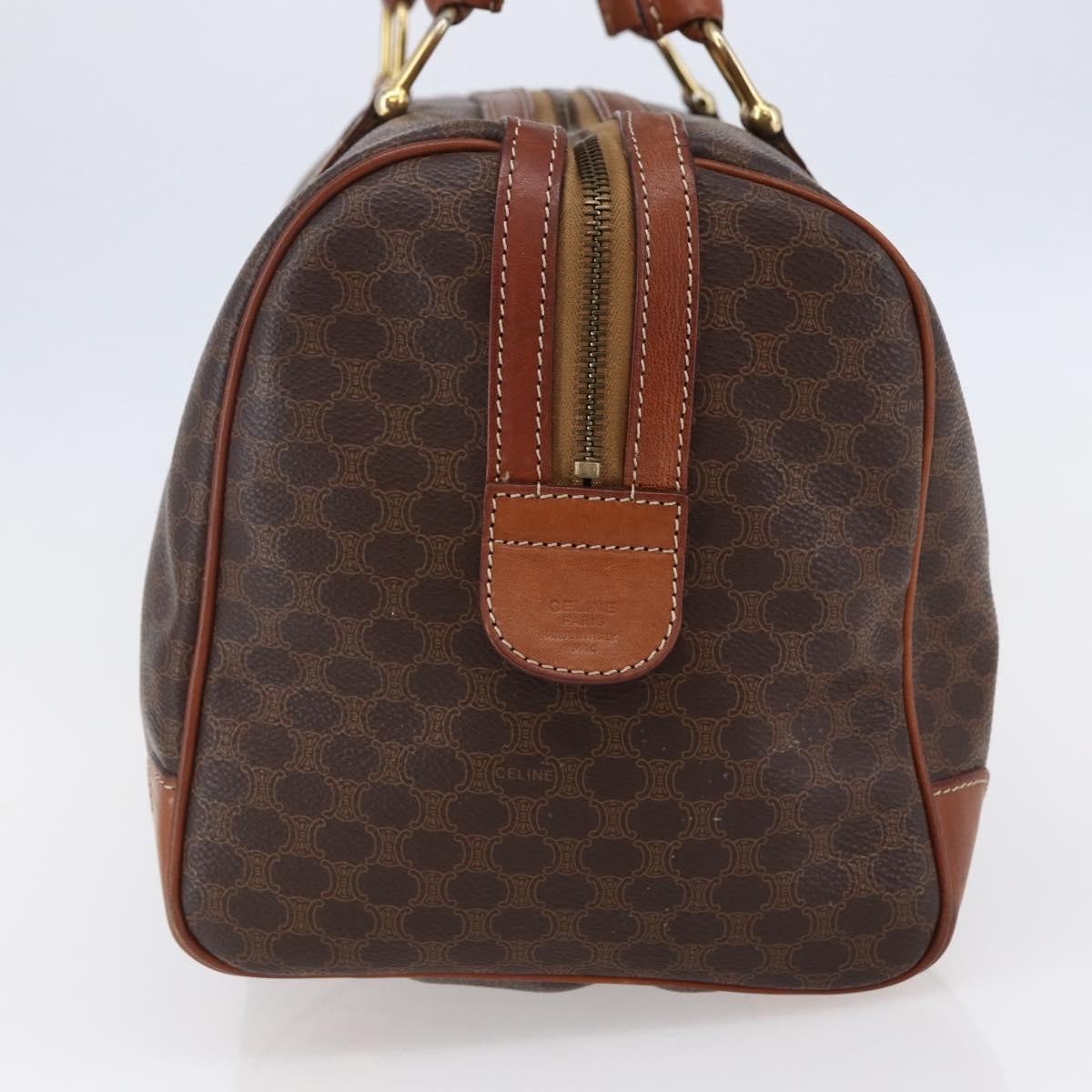 Celine CELINE Macadam Canvas Mini Boston Bag PVC Leather Brown Authentic ki6058