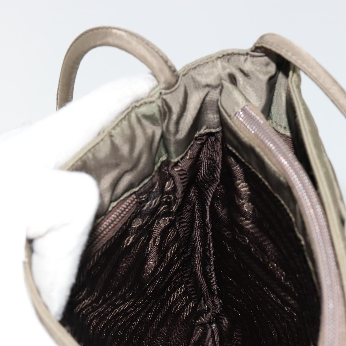 Prada PRADA Tote Bag Nylon Khaki Silver Authentic BA12923
