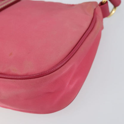 Prada PRADA Shoulder Bag Nylon Leather Pink Gold Authentic 155082