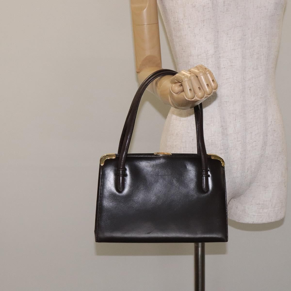 Gucci GUCCI Hand Bag Leather Brown Gold Authentic ep9221
