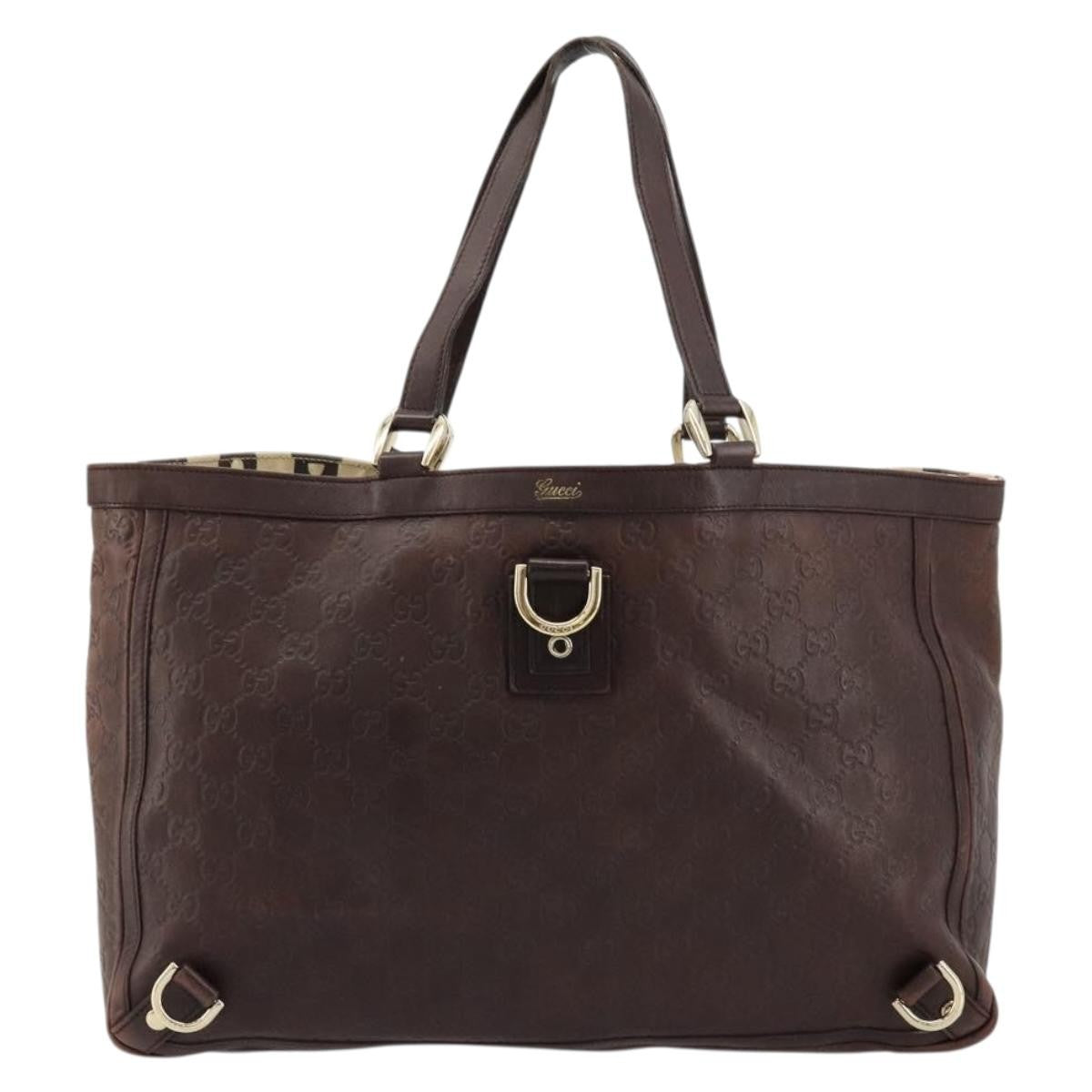 Gucci GUCCI GG Canvas Guccissima Tote Bag Leather Brown Gold 141472 Authentic 176366