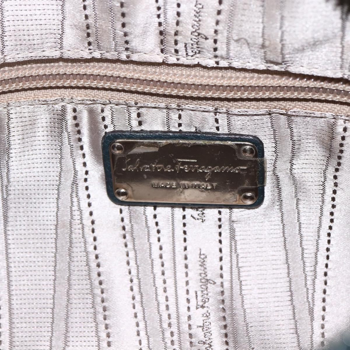 Salvatore Ferragamo Salvatore Ferragamo Gancini Hand Bag Leather Green Silver Authentic 157002