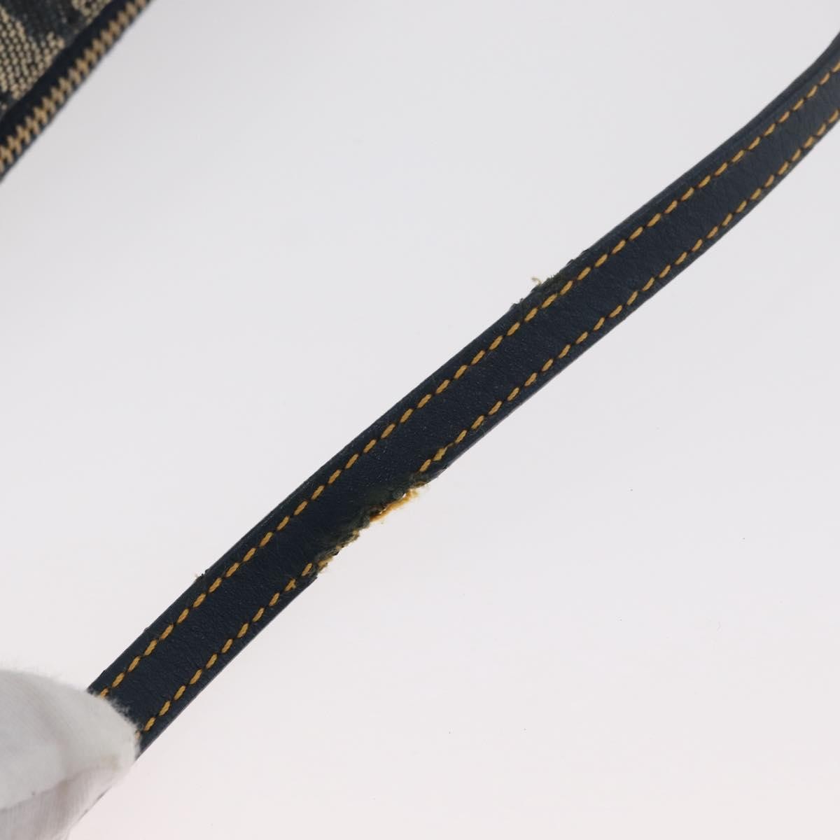 Dior Christian Dior Trotter Canvas Saddle Pouch Hand Bag Navy Gold Authentic bs35277