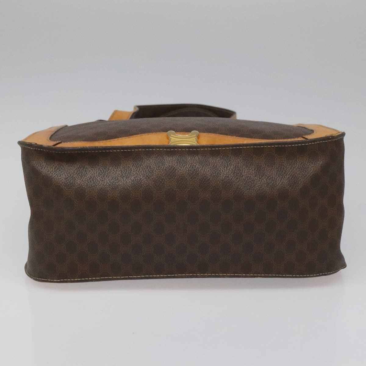 Celine CELINE Macadam Canvas Shoulder Bag PVC Leather Brown Gold Authentic 112747
