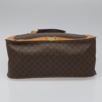 Celine CELINE Macadam Canvas Shoulder Bag PVC Leather Brown Gold Authentic 112747