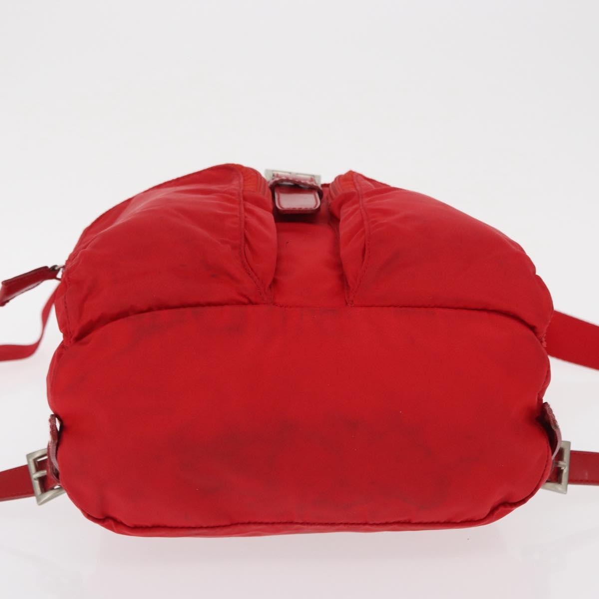Prada PRADA Backpack Nylon Red Silver Authentic 164789 Bag