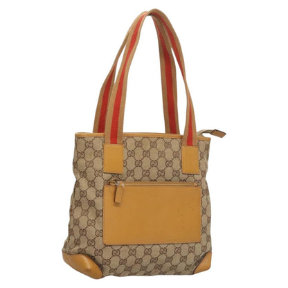 Gucci GUCCI GG Canvas Tote Bag Beige Silver 019 0402 Authentic th5862