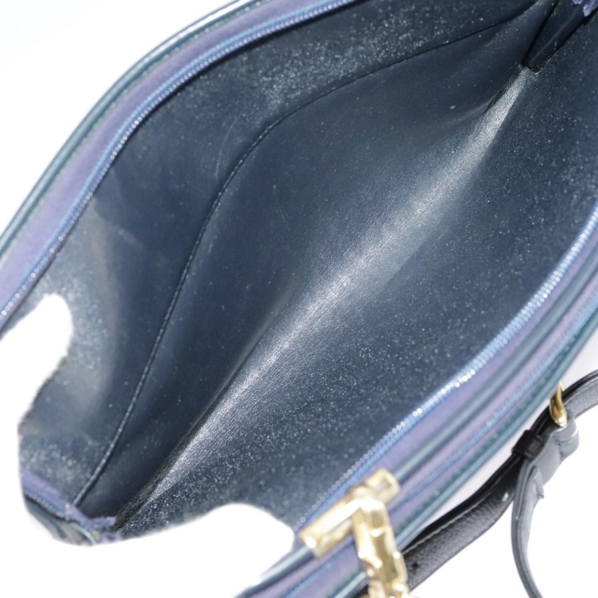 Dior Christian Dior Trotter Canvas Shoulder Bag Navy Gold Authentic 98475