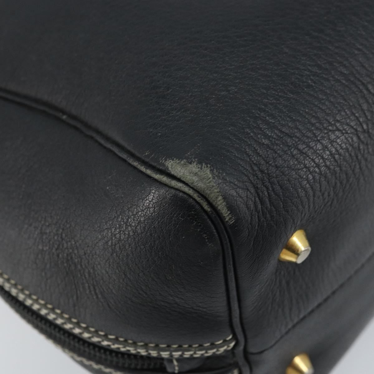 Dior Christian Dior Hand Bag Leather Black Gold Authentic ep13686