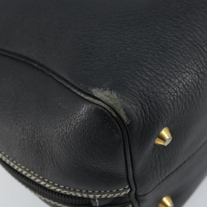 Dior Christian Dior Hand Bag Leather Black Gold Authentic ep13686