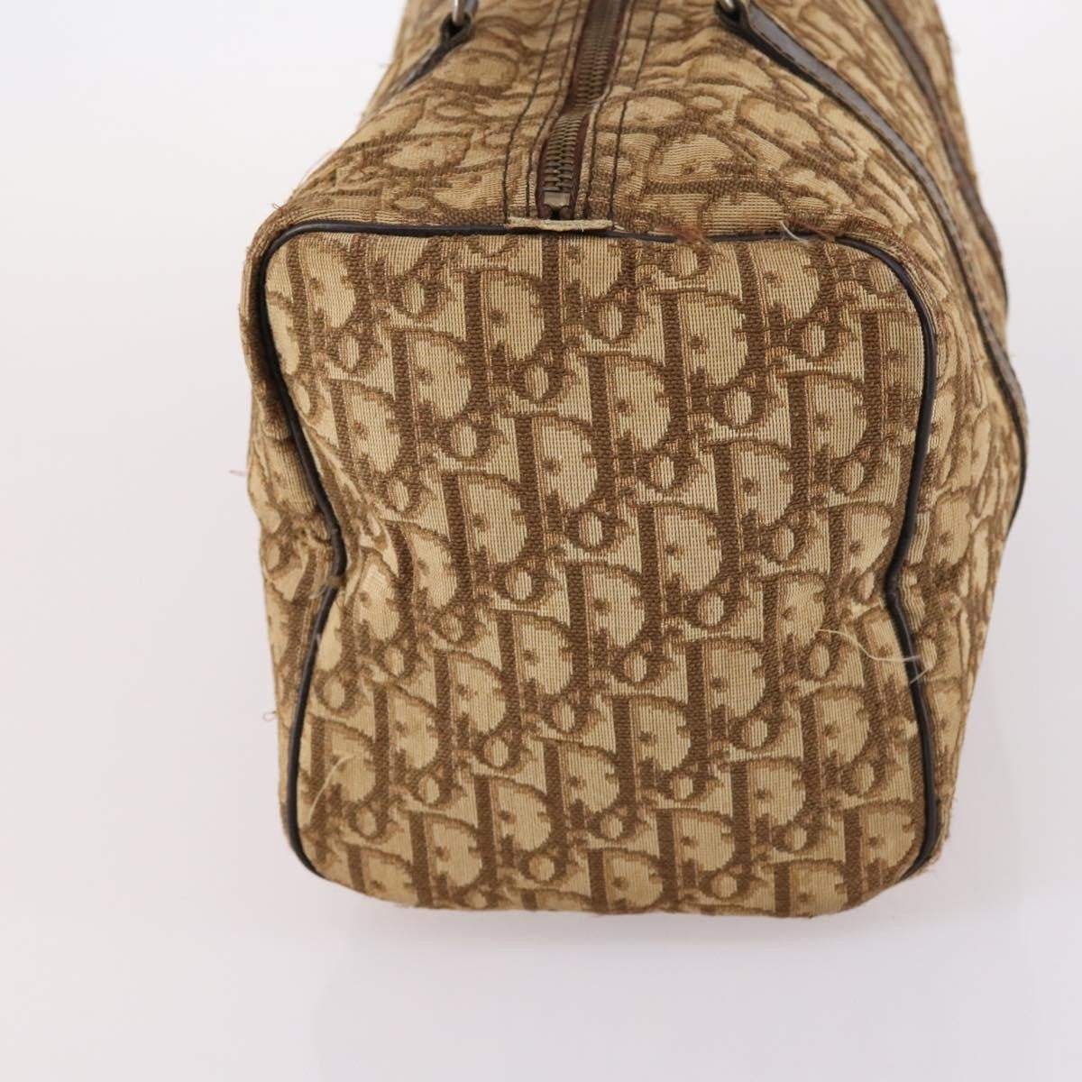 Dior Christian Dior Trotter Canvas Boston Bag Brown Gold Authentic 141365