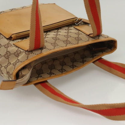 Gucci GUCCI GG Canvas Tote Bag Beige Silver 019 0402 Authentic th5862