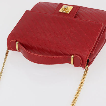Celine CELINE Chain Shoulder Bag Leather 2way Red Gold Authentic BA13005