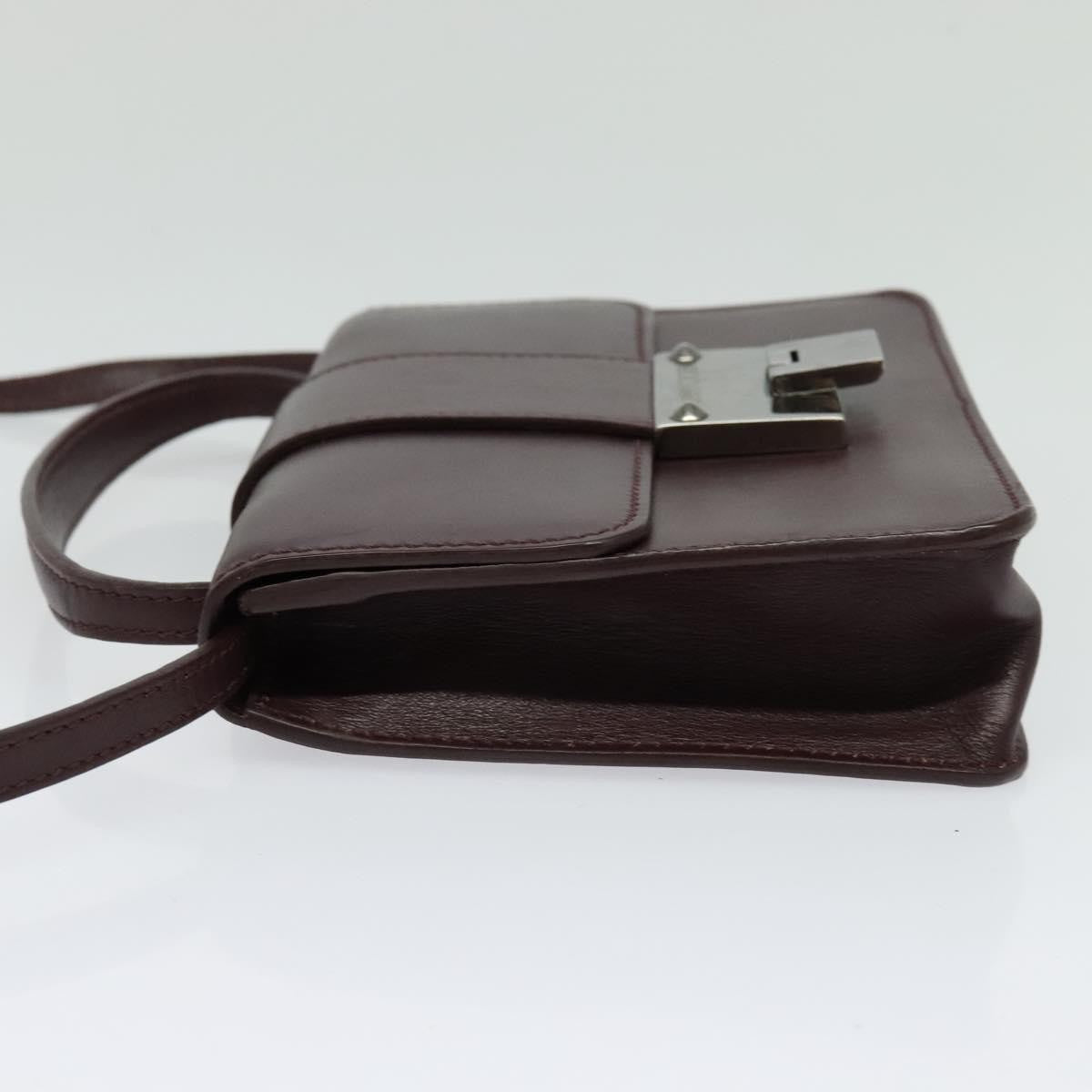 Jimmy Choo Jimmy Choo Hand Bag Leather Bordeaux Silver Authentic BA5034