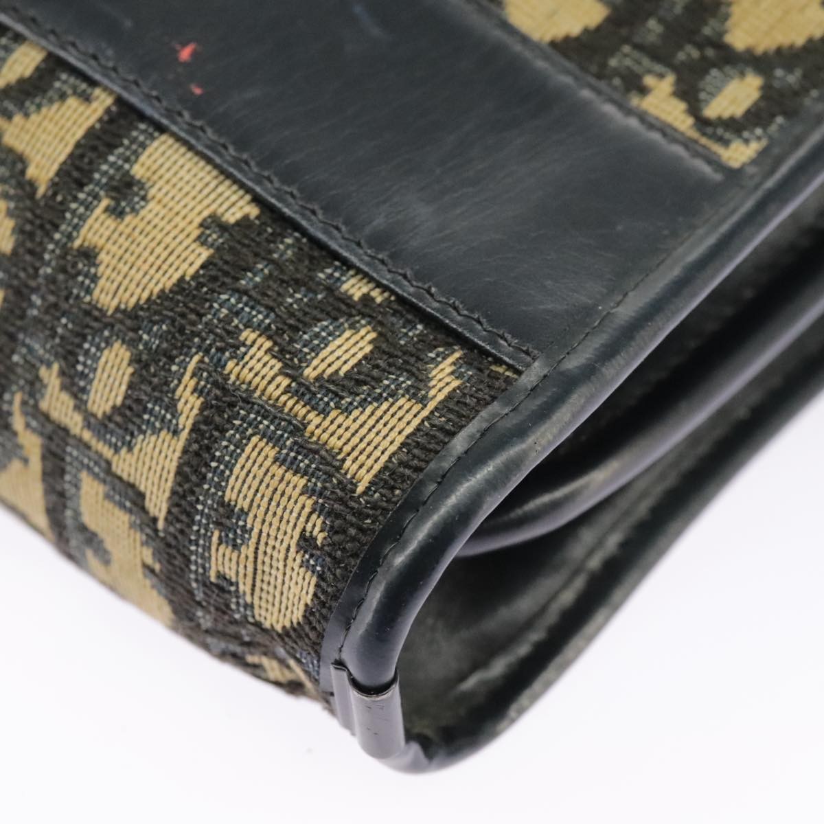 Dior Christian Dior Trotter Canvas Shoulder Bag Navy Gold Authentic 98475