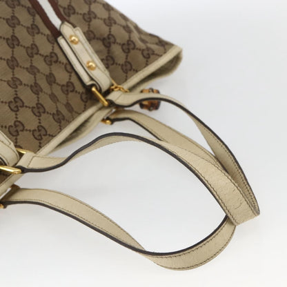 Gucci GUCCI GG Canvas Bamboo Hand Bag Beige Gold 137396 Authentic 164794